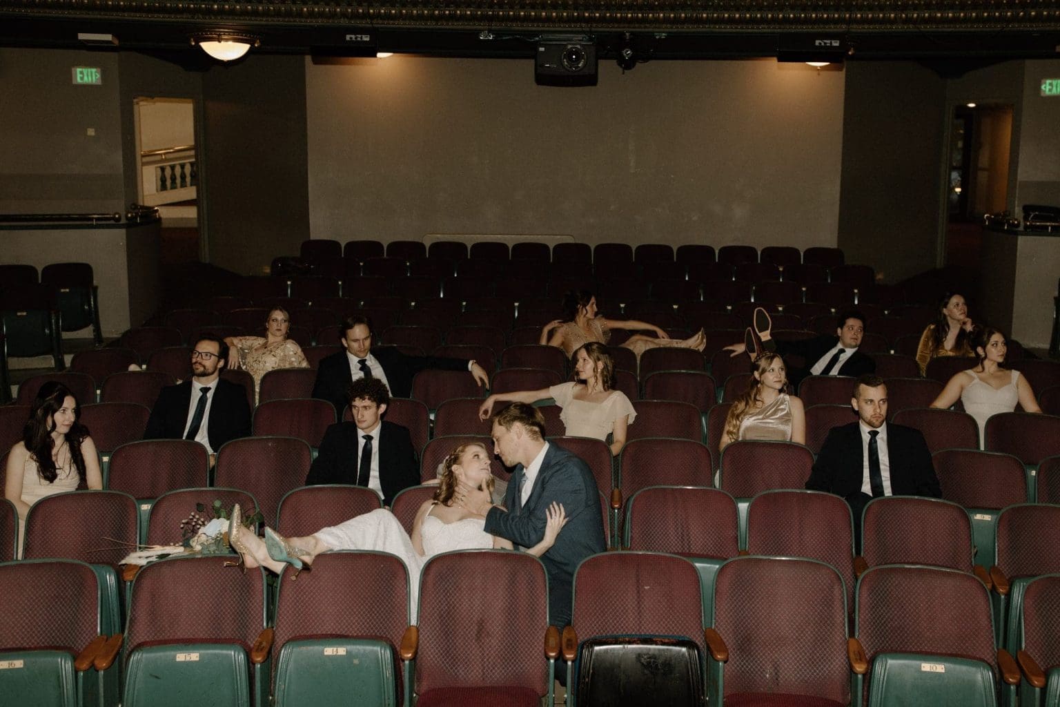 Wedding party and guests renting out The Bing Crosby Theater
